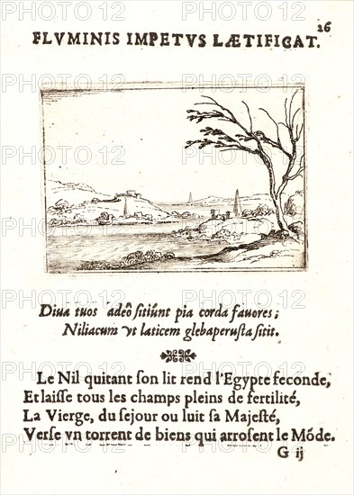 Jacques Callot (French, 1592 - 1635). Le Nil Inondant L'Egypte, 17th century. From The Life of the Virgin in Emblems (La Vie de la MÃ¨re de Dieu représentée par des. Etching. First of two states.