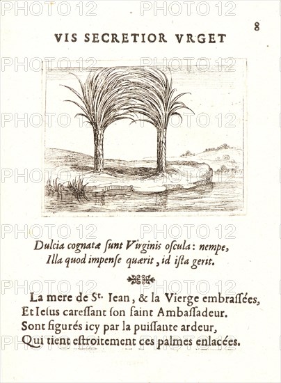 Jacques Callot (French, 1592 - 1635). Les Deux Palmiers, 17th century. From The Life of the Virgin in Emblems (La Vie de la MÃ¨re de Dieu représentée par des. Etching. First of two states.