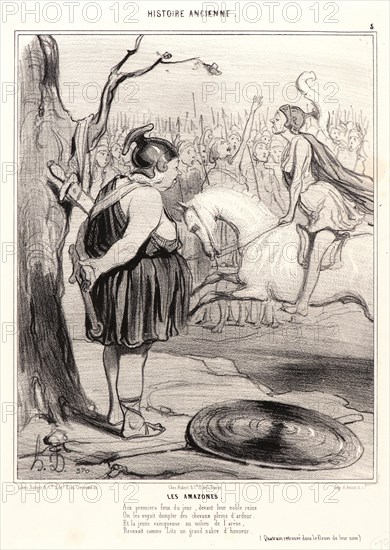 Honoré Daumier (French, 1808 - 1879). Les Amazones, 1842. From Histoire Ancienne. Lithograph on white wove paper. Image: 247 mm x 198 mm (9.72 in. x 7.8 in.) (image dimensions are for composition). Second of three states.
