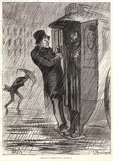 C. Maurand (French, active 19th century) after Honoré Daumier (French, 1808 - 1879). Complet!!!, 1862. Wood engraving on newsprint paper. Image: 226 mm x 161 mm (8.9 in. x 6.34 in.).