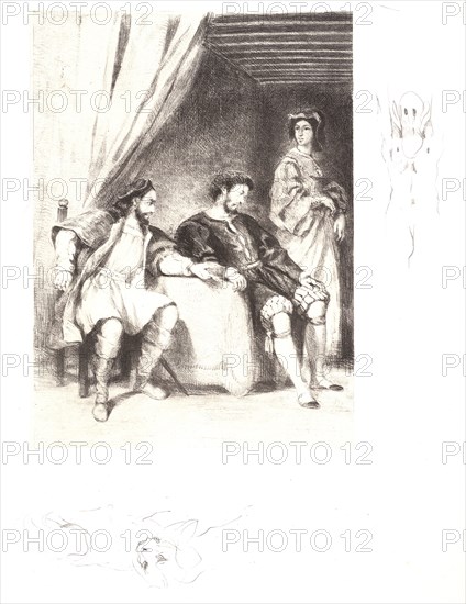 EugÃ¨ne Delacroix (French, 1798 - 1863). Weislingen, Prisoner of Goetz, 19th century. Lithograph on China paper applied to velin.