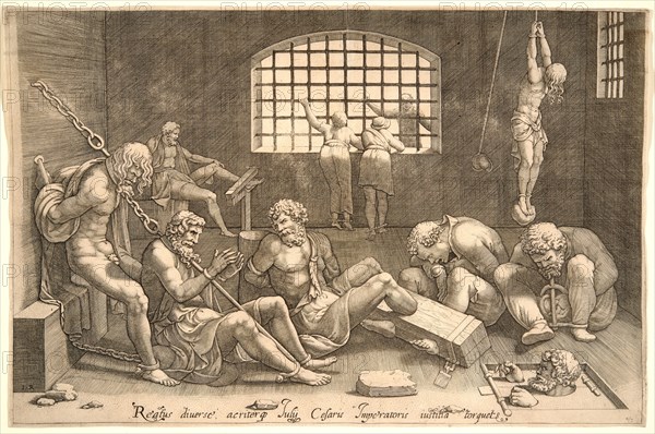 Anonymous after Giulio Romano (Italian, probably 1499 - 1546). The Prison, ca. 1535-1550. Engraving. Third of five states.