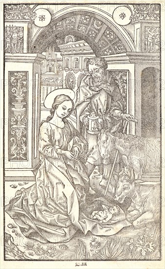 Anonymous after Martin Schongauer (Alsatian (German), ca. 1430 - 1491). The Birth of Christ, ca. 1508. Metal cut. Friends of Davison Art Center funds, 1967. DAC accession no. 1967.38.1.