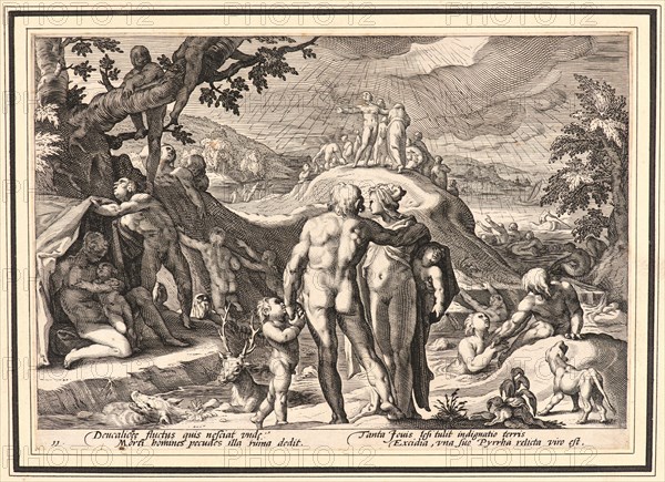 Anonymous after Hendrick Goltzius (Dutch, 1558 - 1617). The Deluge, ca. 1589. From Metamorphoses. Engraving on wove paper. Plate: 176 mm x 251 mm (6.93 in. x 9.88 in.).