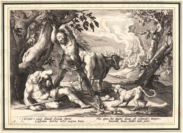 Anonymous after Hendrick Goltzius (Dutch, 1558 - 1617). Mercury Killing Argus, ca. 1589. From Metamorphoses. Engraving on wove paper. Plate: 176 mm x 250 mm (6.93 in. x 9.84 in.).