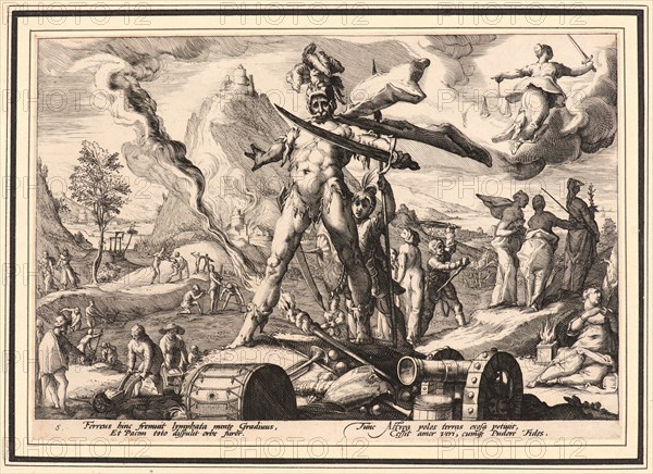 Anonymous after Hendrick Goltzius (Dutch, 1558 - 1617). The Age of Iron, ca. 1589. From Metamorphoses. Engraving on wove paper. Plate: 174 mm x 252 mm (6.85 in. x 9.92 in.).