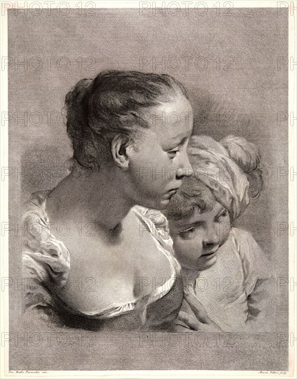 Marco Alvise Pitteri (Italian, 1702-1786) after Giovanni Battista Piazzetta (Italian, 1683-1754). Young Girl and Boy, 18th century. Engraving and etching.