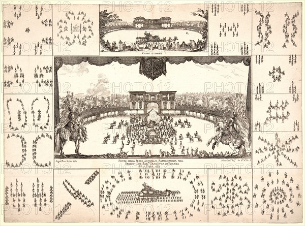 Stefano Della Bella (Italian, 1610 - 1664). Carrousel executé Ã  Florence pour le mariage du grand-duc Ferdinand II, 1637. Etching. Only state.