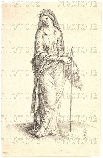 Jacopo de' Barbari (Italian, ca. 1460/1470 â€ì ca. 1516). Judith with the Head of Holofernes. Engraving.