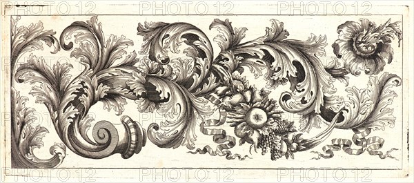 Domenico Bonavera (aka Domenico Bonaveri) (Italian, ca. 1640 - ca. 1700). Plate 10 from the set of Twelve Ornament Friezes, ca. 1670. Etching. Plate: 278 mm x 116 mm (10.94 in. x 4.57 in.).