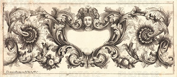 Domenico Bonavera (aka Domenico Bonaveri) (Italian, ca. 1640 - ca. 1700). Plate 1 from the set of Twelve Ornament Friezes, ca. 1670. Etching. Plate: 278 mm x 116 mm (10.94 in. x 4.57 in.).
