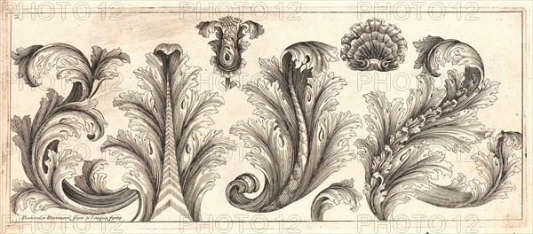 Domenico Bonavera (aka Domenico Bonaveri) (Italian, ca. 1640 - ca. 1700). Plate 2 from the set of Twelve Ornament Friezes, ca. 1670. Etching. Plate: 278 mm x 116 mm (10.94 in. x 4.57 in.).