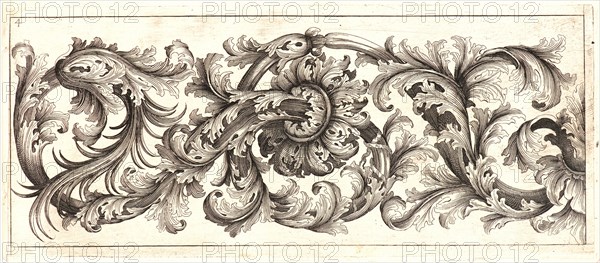 Domenico Bonavera (aka Domenico Bonaveri) (Italian, ca. 1640 - ca. 1700). Plate 4 from the set of Twelve Ornament Friezes, ca. 1670. Etching. Plate: 278 mm x 116 mm (10.94 in. x 4.57 in.).