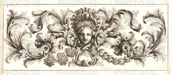 Domenico Bonavera (aka Domenico Bonaveri) (Italian, ca. 1640 - ca. 1700). Plate 5 from the set of Twelve Ornament Friezes, ca. 1670. Etching. Plate: 278 mm x 116 mm (10.94 in. x 4.57 in.).