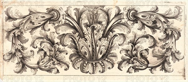 Domenico Bonavera (aka Domenico Bonaveri) (Italian, ca. 1640 - ca. 1700). Plate 6 from the set of Twelve Ornament Friezes, ca. 1670. Etching. Plate: 278 mm x 116 mm (10.94 in. x 4.57 in.).