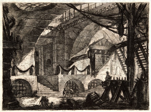 Giovanni Battista Piranesi (Italian, 1720 - 1778). The Sawhorse, 1761. From Carceri d'Invenzione di G. Battista Piranesi, Archit[etto] Vene[ziano]. Etching on laid paper. Plate: 414 mm x 560 mm (16.3 in. x 22.05 in.). Second of three states.