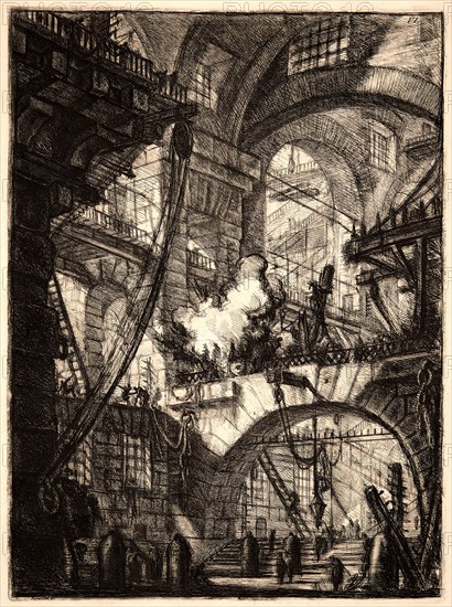 Giovanni Battista Piranesi (Italian, 1720 - 1778). The Smoking Fire, 1761. From Carceri d'Invenzione di G. Battista Piranesi, Archit[etto] Vene[ziano]. Etching on laid paper. Plate: 535 mm x 393 mm (21.06 in. x 15.47 in.). Sixth of seven states.