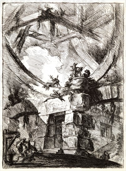 Giovanni Battista Piranesi (Italian, 1720 - 1778). The Giant Wheel, 1761. From Carceri d'Invenzione di G. Battista Piranesi, Archit[etto] Vene[ziano]. Etching on laid paper. Plate: 555 mm x 408 mm (21.85 in. x 16.06 in.). Second of three states.