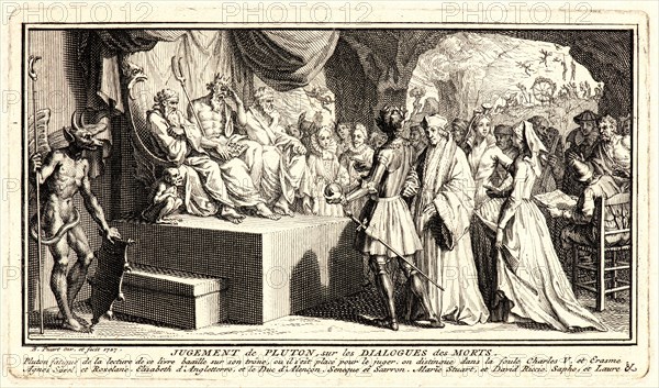 Bernard Picart (French, 1673 - 1733). The Judgement of Pluto, 1727. Etching. Plate: 76 mm x 132 mm (2.99 in. x 5.2 in.).