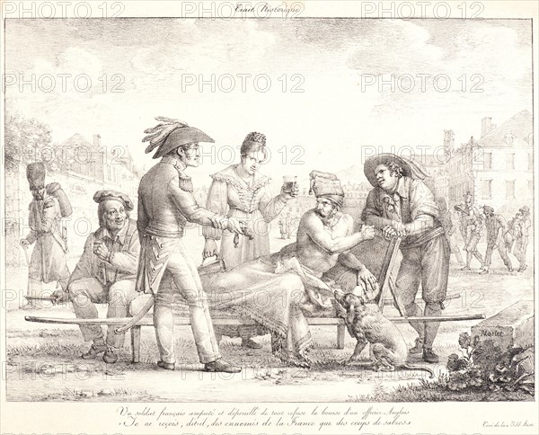 Jean Henri Marlet (French, 1771 - 1847). Un soldat franÃ§ais amputé..., ca. 1820. From Trait Historique. Lithograph on heavy white wove paper. Image: 263 mm x 362 mm (10.35 in. x 14.25 in.).
