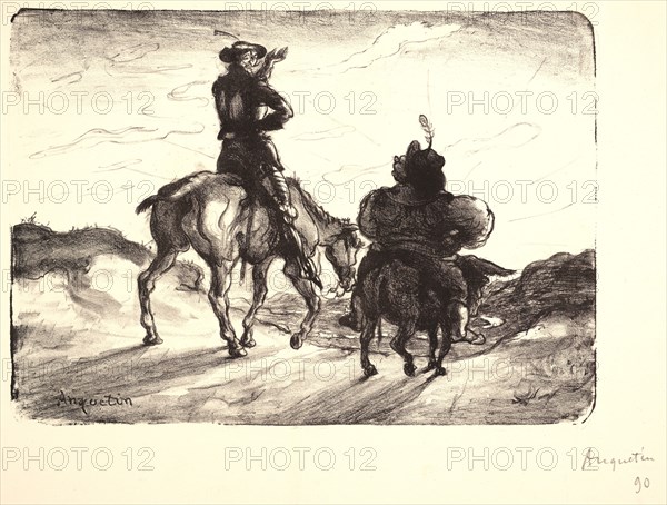 Louis Anquetin (French, 1861 - 1932). Don Quixote and Sancho Panza, 1890. Lithograph on white wove paper. Image: 265 mm x 372 mm (10.43 in. x 14.65 in.).