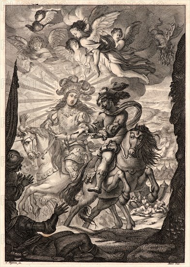 Abraham Bosse (French, 1602-1676) after Claude Vignon (French, 1593 - 1670). The Parting of Joan and Charles VII, ca. 1657. From Joan of Arc, or France Liberated (La Pucelle ou La France delivrée). Engraving on laid paper. Plate: 260 mm x 182 mm (10.24 in. x 7.17 in.).