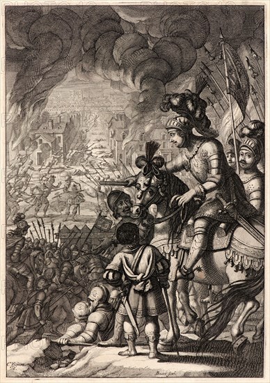 Abraham Bosse (French, 1602-1676) after Claude Vignon (French, 1593 - 1670). The Capture of the City of Paris, ca. 1657. From Joan of Arc, or France Liberated (La Pucelle ou La France delivrée). Engraving on laid paper. Plate: 260 mm x 182 mm (10.24 in. x 7.17 in.).