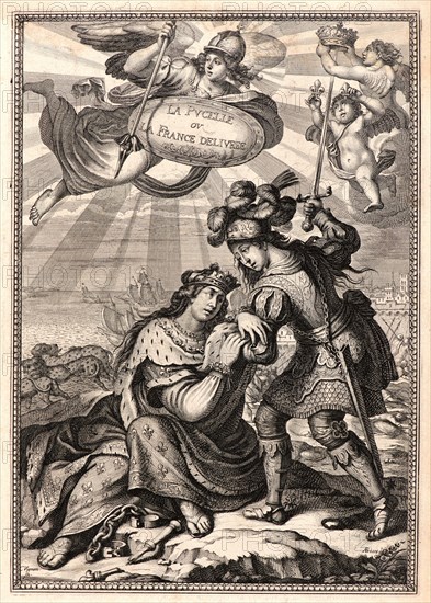 Abraham Bosse (French, 1602-1676) after Claude Vignon (French, 1593 - 1670). Title page for Joan of Arc, or France Liberated (La Pucelle ou La France delivrée), ca. 1657. From Joan of Arc, or France Liberated (La Pucelle ou La France delivrée). Engraving on laid paper. Plate: 260 mm x 182 mm (10.24 in. x 7.17 in.).
