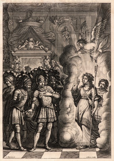 Abraham Bosse (French, 1602-1676) after Claude Vignon (French, 1593 - 1670). Joan of Arc Presented to the King, ca. 1657. From Joan of Arc, or France Liberated (La Pucelle ou La France delivrée). Engraving on laid paper. Plate: 260 mm x 182 mm (10.24 in. x 7.17 in.).