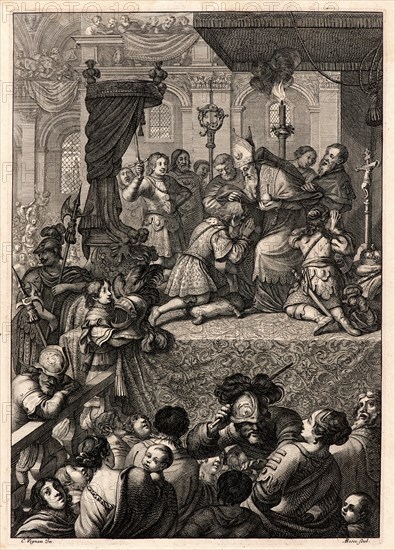 Abraham Bosse (French, 1602-1676) after Claude Vignon (French, 1593 - 1670). Coronation of Charles VII at Reims, ca. 1657. From Joan of Arc, or France Liberated (La Pucelle ou La France delivrée). Engraving on laid paper. Plate: 260 mm x 182 mm (10.24 in. x 7.17 in.).