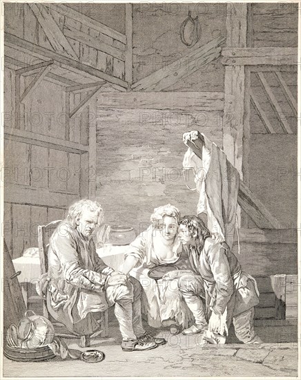 Laurent Cars (French, 1699-1771) after Jean-Baptiste Greuze (French, 1725 - 1805). The Blind Man Deceived (L'aveugle trompé), ca. 1760-1770. Etching on laid paper. Plate: 385 mm x 360 mm (15.16 in. x 14.17 in.). First of two states, before letters.