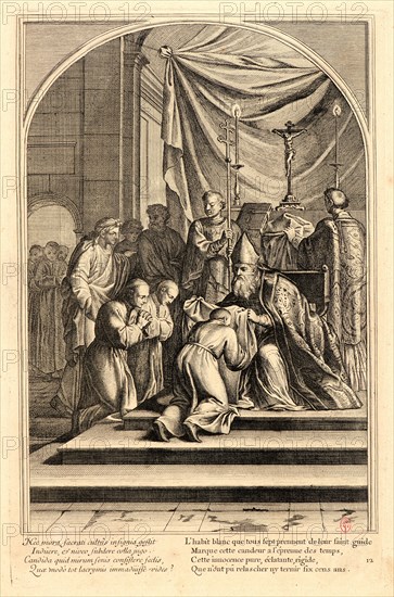 Anonymous after Eustache Le Sueur (French, 1616 - 1655). The Life of Saint Bruno, or The Founding of the Carthusian Order, Plate 12, 17th-18th century. From The Life of Saint Bruno, or The Founding of the Carthusian Order. Engraving on laid paper. Plate: 338 mm x 220 mm (13.31 in. x 8.66 in.).