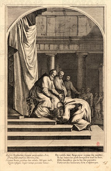 Anonymous after Eustache Le Sueur (French, 1616 - 1655). The Life of Saint Bruno, or The Founding of the Carthusian Order, Plate 16, 17th-18th century. From The Life of Saint Bruno, or The Founding of the Carthusian Order. Engraving on laid paper. Plate: 338 mm x 220 mm (13.31 in. x 8.66 in.).