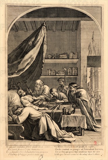 Anonymous after Eustache Le Sueur (French, 1616 - 1655). The Life of Saint Bruno, or The Founding of the Carthusian Order, Plate 2, 17th-18th century. From The Life of Saint Bruno, or The Founding of the Carthusian Order. Engraving on laid paper. Plate: 338 mm x 220 mm (13.31 in. x 8.66 in.).