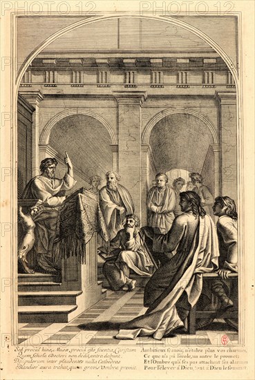 Anonymous after Eustache Le Sueur (French, 1616 - 1655). The Life of Saint Bruno, or The Founding of the Carthusian Order, Plate 5, 17th-18th century. From The Life of Saint Bruno, or The Founding of the Carthusian Order. Engraving on laid paper. Plate: 338 mm x 220 mm (13.31 in. x 8.66 in.).