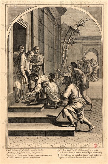 Anonymous after Eustache Le Sueur (French, 1616 - 1655). The Life of Saint Bruno, or The Founding of the Carthusian Order, Plate 9, 17th-18th century. From The Life of Saint Bruno, or The Founding of the Carthusian Order. Engraving on laid paper. Plate: 338 mm x 220 mm (13.31 in. x 8.66 in.).