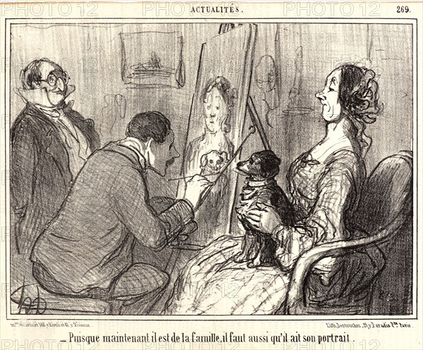 Honoré Daumier (French, 1808 - 1879). Puisque maintenant il est de la famille..., 1856. From Actualités. Lithograph on wove newsprint paper. Image: 188 mm x 260 mm (7.4 in. x 10.24 in.). Second of two states.