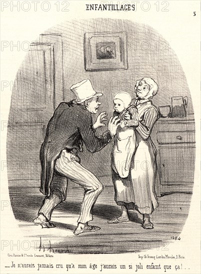 Honoré Daumier (French, 1808 - 1879). Je n'aurais jamais cru qu'a mon Ã¢ge..., 1851. From Enfantillages. Lithograph on wove newsprint paper. Image: 237 mm x 189 mm (9.33 in. x 7.44 in.). Second of two states.