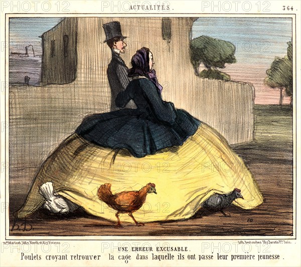 Honoré Daumier (French, 1808 - 1879). Une Erreur Excusable, 1857. From Actualités. Lithograph on heavy wove paper. Image: 201 mm x 262 mm (7.91 in. x 10.31 in.). Second of two states.