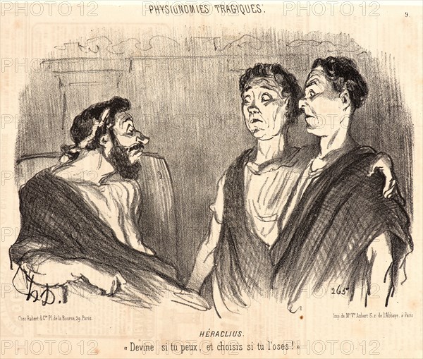 Honoré Daumier (French, 1808 - 1879). Héraclius, 1851. From Physionomies Tragiques. Lithograph on wove newsprint paper. Image: 200 mm x 275 mm (7.87 in. x 10.83 in.). Second of two states.