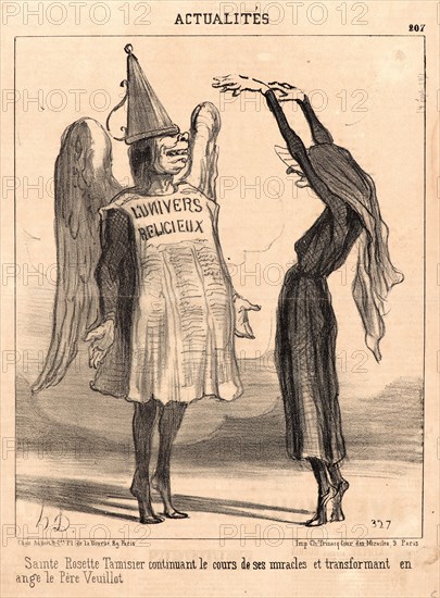 Honoré Daumier (French, 1808 - 1879). Sainte Rosette Tamisier..., 1851. From Actualités. Lithograph on wove newsprint paper. Image: 262 mm x 213 mm (10.31 in. x 8.39 in.). Second of two states.