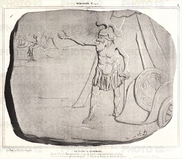 Honoré Daumier (French, 1808 - 1879). La ColÃ¨re d'Agamemnon, 1842. From Histoire Ancienne. Lithograph on wove newsprint paper. Image: 218 mm x 274 mm (8.58 in. x 10.79 in.) (sheet dimensions are irregular). Second of two states.