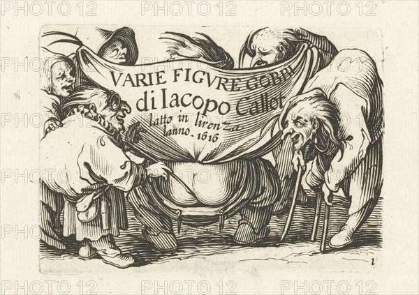 Title page for series 'Several dwarfs', 'Varie figure gobbi di Jacopo Callot', Jacques Callot, print maker: Abraham Bosse, 1621 - 1676