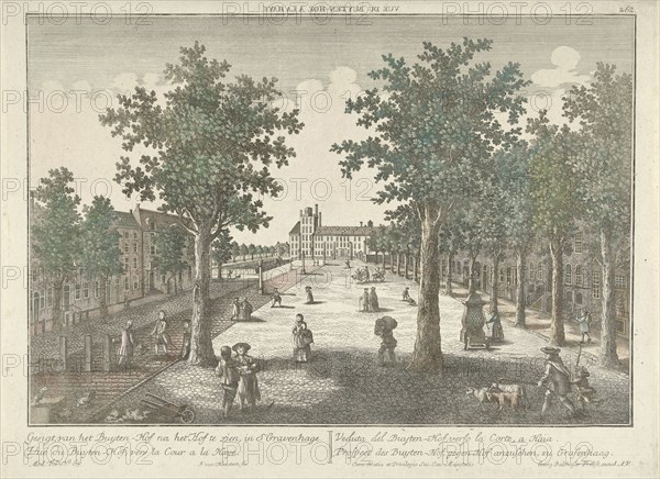 View of the Buitenhof in The Hague, The Netherlands, Isaac van Haastert, Georg Balthasar Probst, c. 1770 - c. 1790