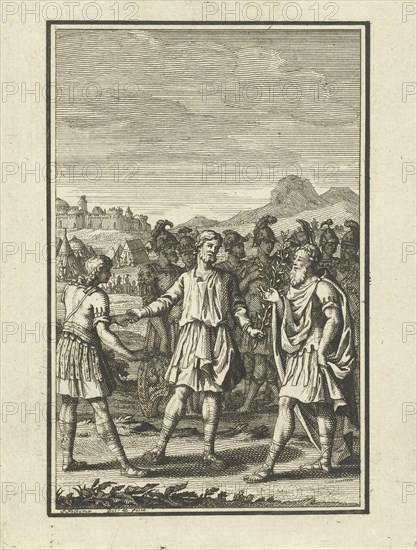 Telemachus talking with Mentor, Jacob Folkema, 1715