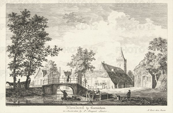 Village view of Nieuwland, The Netherlands, Pierre Fouquet Paulus van Liender (Jr.), Pierre FranÃ§ois Basan, 1758