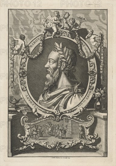 Portrait of poet Clement Marot, Gabriel FranÃ§ois Louis Debrie, 1729