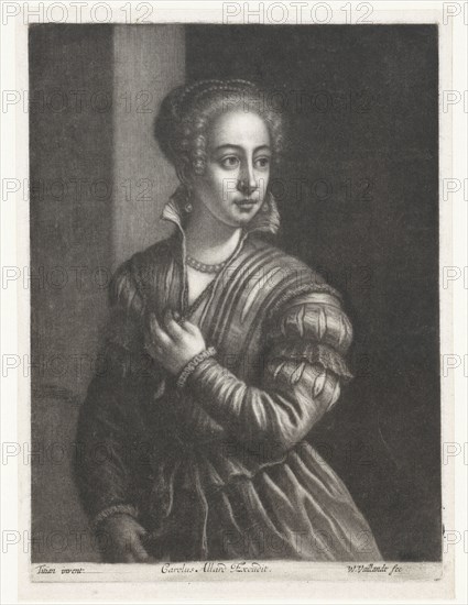 Woman in Venetian dress, Wallerant Vaillant, Carel Allard, 1673 - 1709