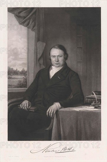 Portrait of Nicolaas Beets, print maker: Dirk Jurriaan Sluyter, Adrianus Johannes Ehnle, J.F. Brugman, 1860 - 1879