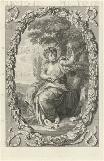 Landscape with a music-muse, Bernard Picart, Eustache Lesueur, 1683-1733